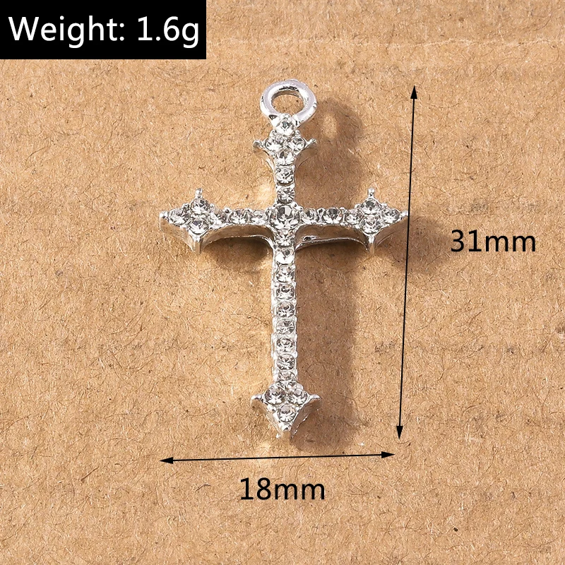 10 Stück funkelnde Strass-Kristall-Kreuz-Charms-Anhänger für Ohrringe, Halsketten, DIY, handgefertigte Schmuckherstellung, Zubehör – Detail 5