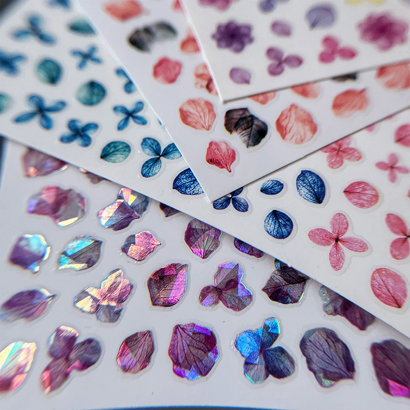 Little Fresh Laser Dried Flower Simulation Flower Nail Sticker Enhancement Adhesive Nail Decal