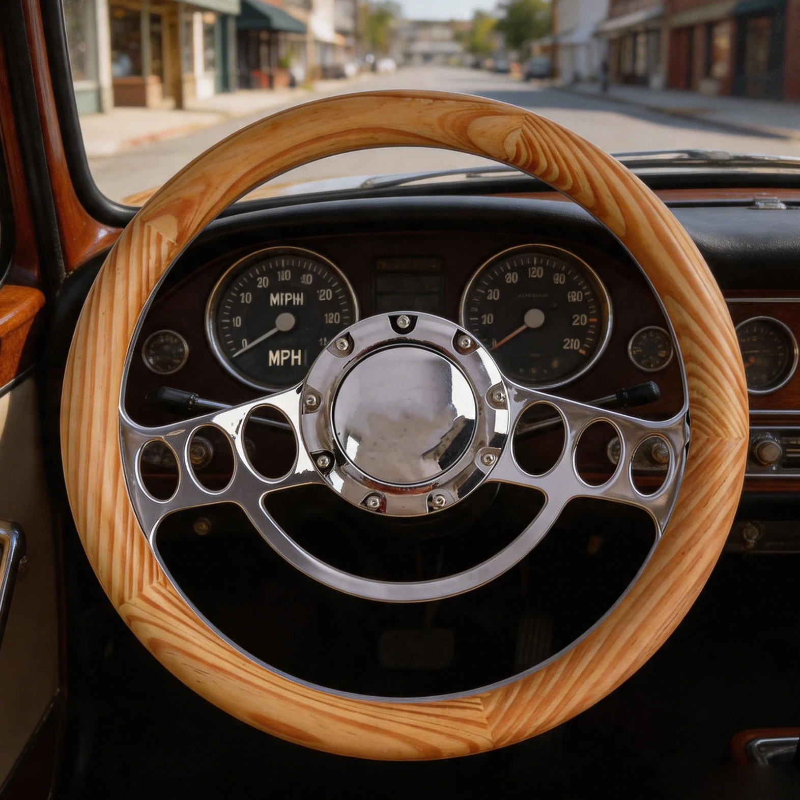 350MM Nine Hole Solid Sood Steering Wheel 13.5 inch Wood Grain Racing Steering Wheel Wooden Sports Steering Wheel Wholesale
