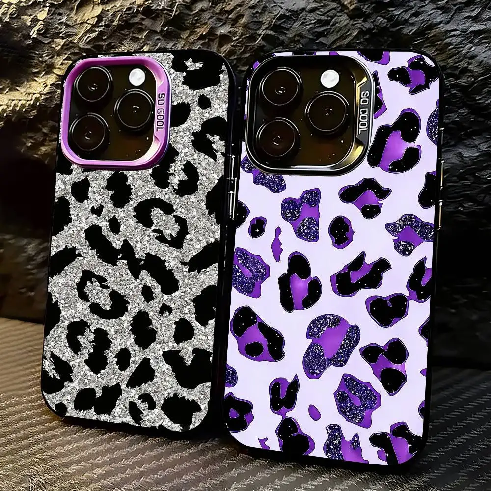 

Leopard Print Color Phone Case For iPhone 17,16,15,14,13,12,11 Plus,Pro Max,XS,Colorful Silver Black Cover