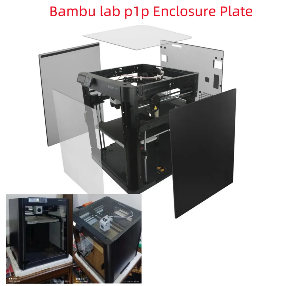 

for Bambu lab p1p Upgrade Enclosure plate High Temperature Resistant Black PC Panels Shell With Screws Kits