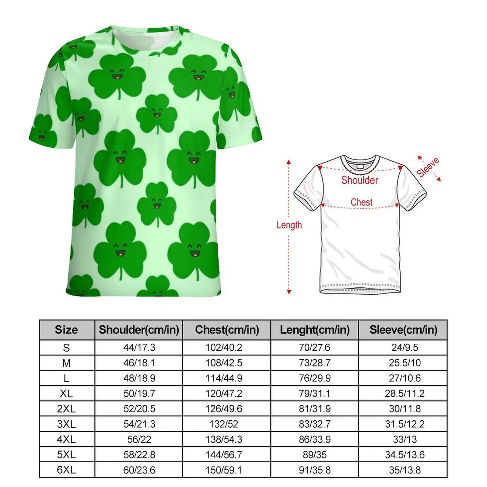 Oversized T Shirt Premium Happy Shamrock T Shirts Cartoon Leaf Print Funny O-Neck Tshirt Men Popular Graphic Clothing
