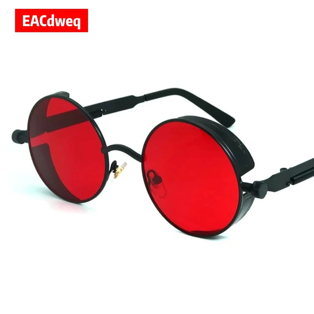 1PCS Vintage Steampunk Unisex Sunglasses Men Round Punk Alloy Metal Retro Sun Glasses Women Goggles Gothic Style Shades