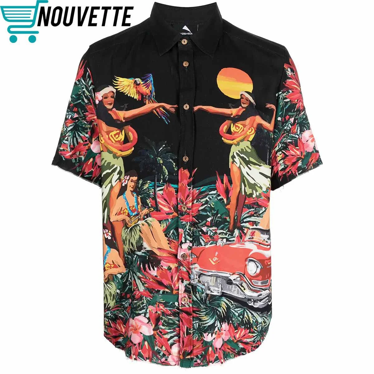 Hawaiian Shirts for Men Trees Photos Print Shirts Cool Nature Summer Casual Button Up Hawaii Shirts