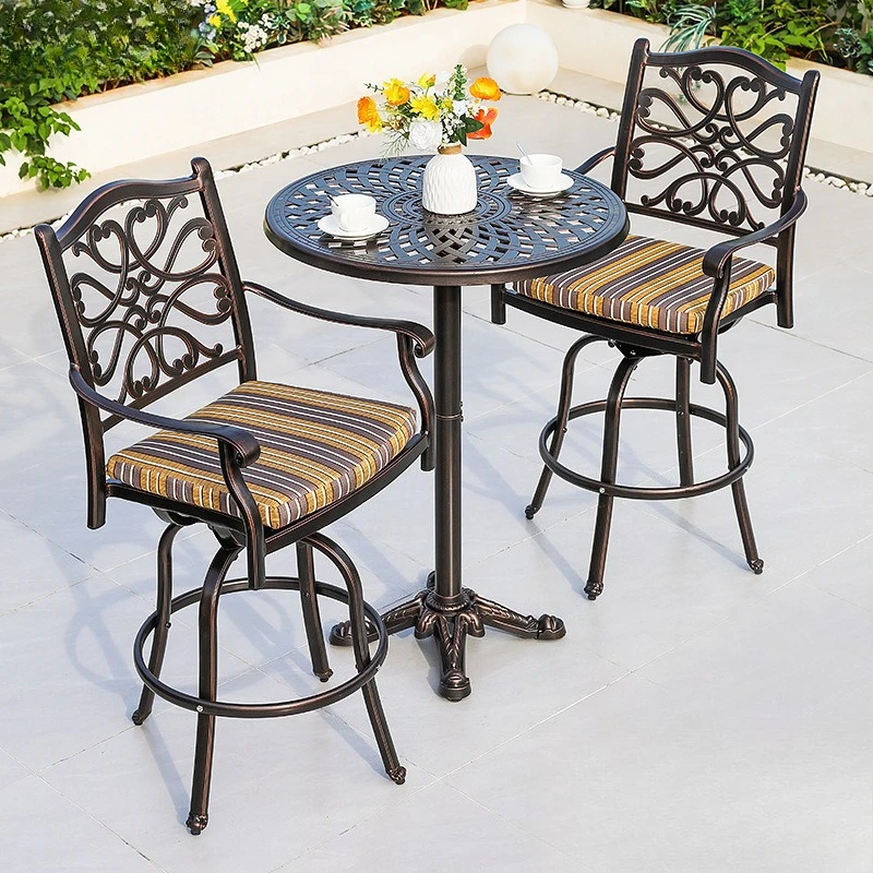 Outdoor Dining Table and Chairs Swivel Chairs Commercial Street Milk Tea Shop Hotel Open-air Cast Aluminum Tables and Chairs