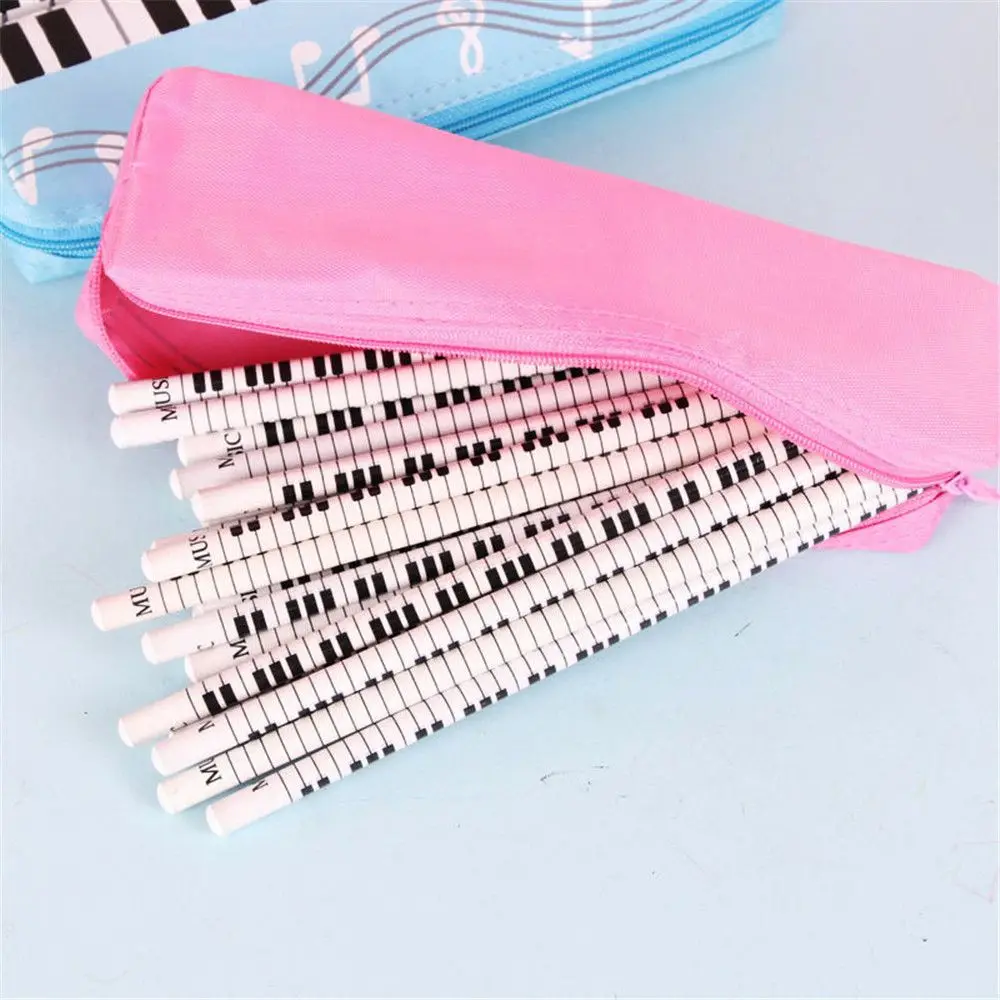 Student Pencil Case Creative Musical Note Piano Pen Bag Square Single Layer Oxford Cloth Stationery Storage Pouch for Girls Boys