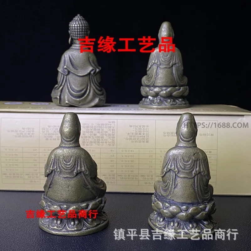 Tibetan Style Brazen Buddha Antique Brass Distressed Home Desktop Decorative Small Ornaments Pocket Buddha South Sea Guanyin Bra