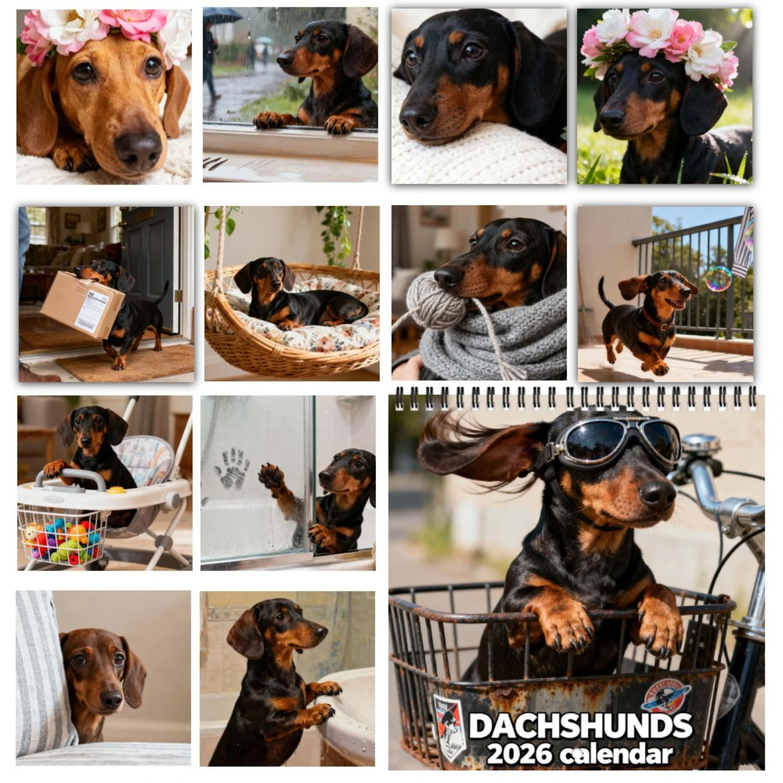 2026 Dachshund Calendar 12 Months Cute Dog Wall Planner Home Office Decor Animal Theme Desktop Organizer Festival Gift Paper