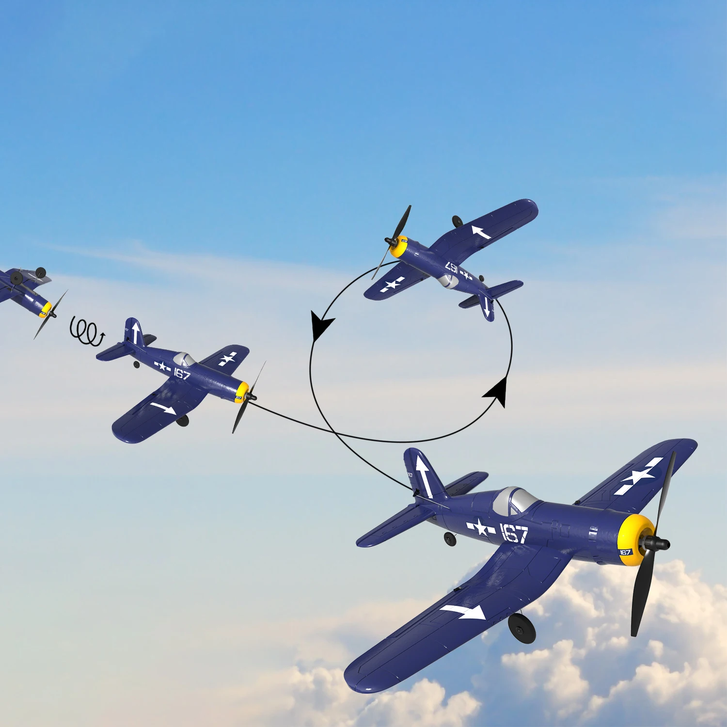 761-12 Wing Fighter P51D Mustang Xpilot Stabilization System EPP 400mm F4U Corsair 4-Ch 2.4G 6-Axis RTF Airplan Gift Toys