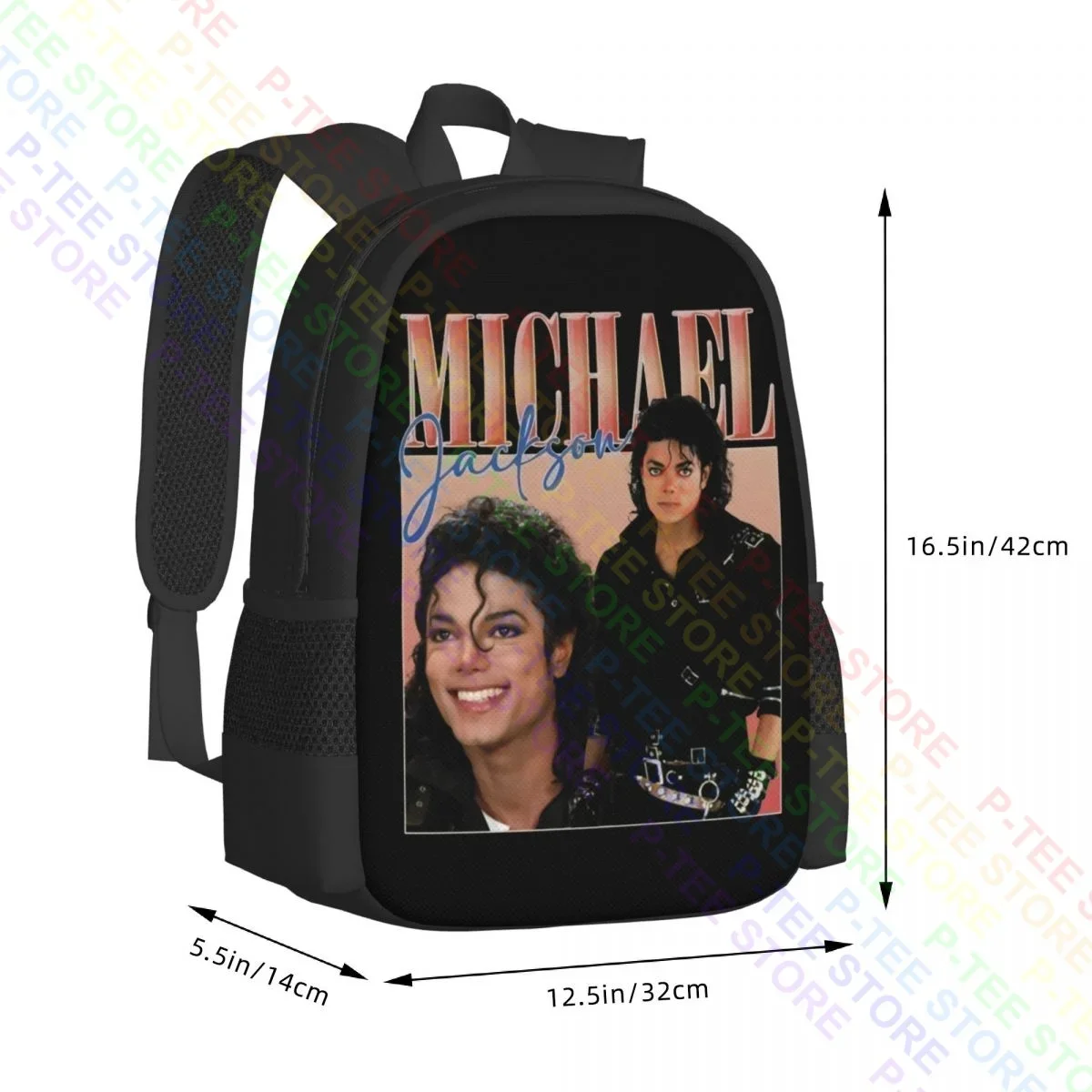 Michael Jackson Rap Tee Shirt Michael JacksonBackpack Large Capacity Bookbag School Sport Bag