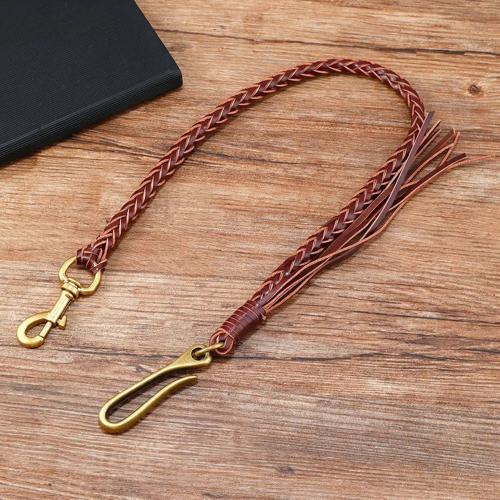 Leather Braided Pants Chain Punk Style Hip Hop Tassel Waist Belt Unisex Adjustable Retro Fashion Accessory