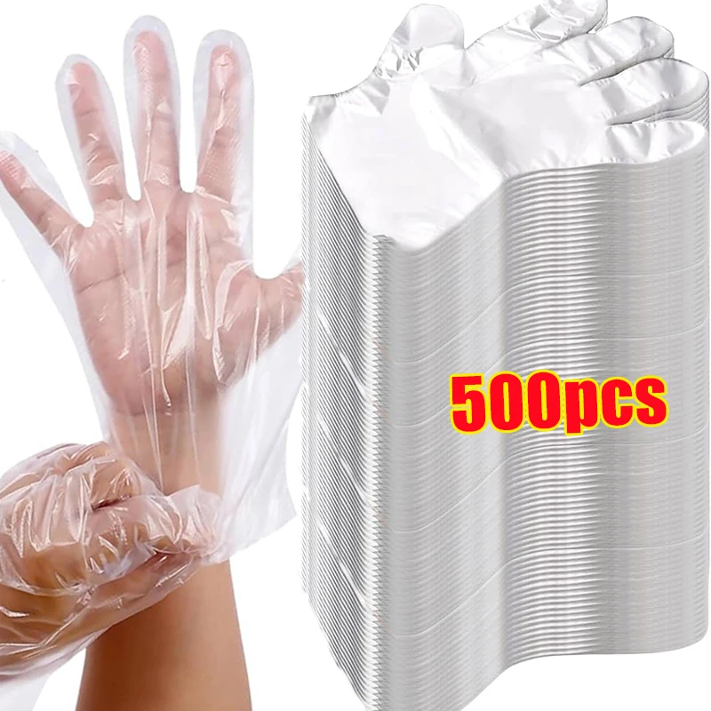 Wholesale Disposable Gloves Food Grade Plastic Transparent Gloves for Restaurant Fried Chicken Pizza Gloves Kitchen Tableware