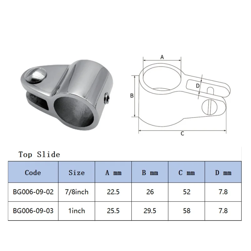 22mm 25mm Bimini Top Jaw Slide Boat Bimini Top Boat Fitting Marine Hardware 316 Stainless Steel Mirror Polished For Yacht