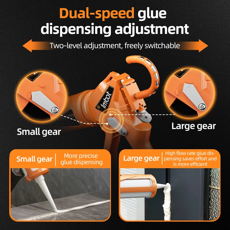 Imbot Aluminum Alloy 15-Inch Glue Gun, Caulk Gun, Glass Glue Gun, Labor-Saving And Easy To Use, Adjustable Gears