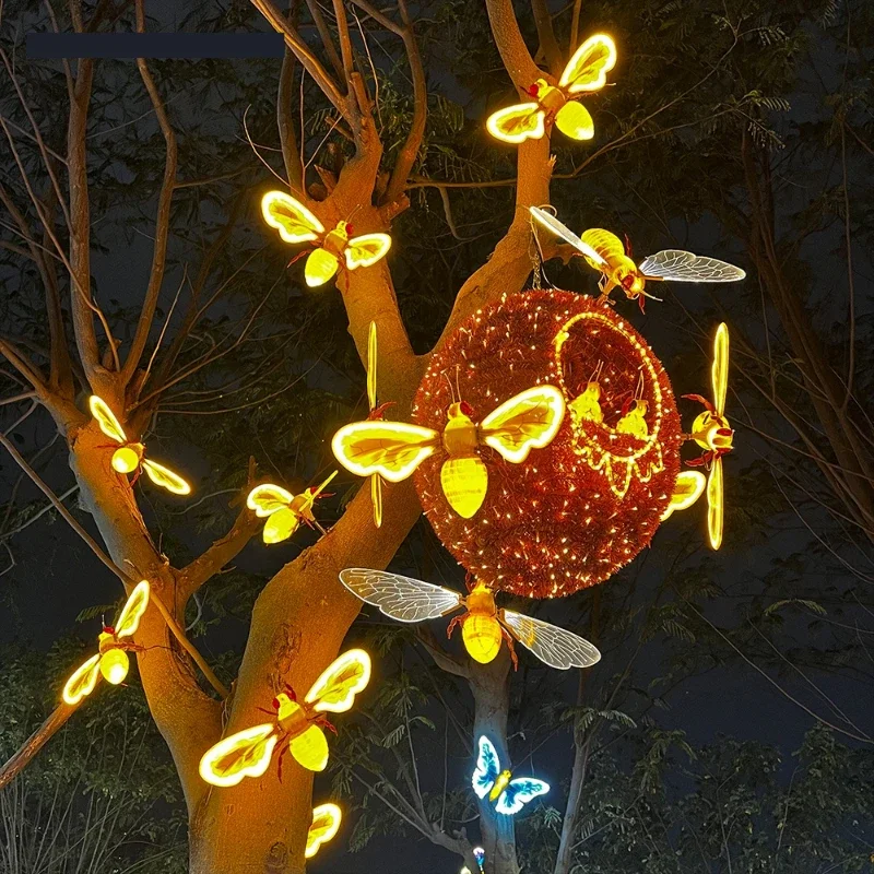 

Momovalley easter honeycomb inspired led park decor light decorative dynamic bee shaped swarm landscaping decoration outdoor