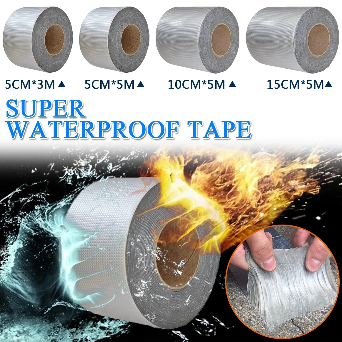 20M 10M 1M High Temperature Resistance Waterproof Aluminum Foil Thicken Butyl Tape Wall Crack Roof Duct Repair Adhesive Tape