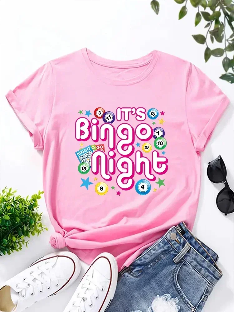 Queen T-Shirt Gift Women's Round Neck T-shirt New Summer Fashion Lucky Bingo Player Funny Bingo Aesthetic Clothes