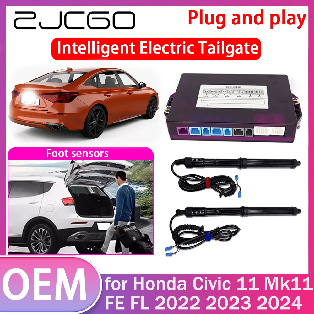 ZJCGO Electric Tailgate Lift Drive Trunk Opening Tail Gate Lift Soft Close Car Door for Honda Civic 11 Mk11 FE FL 2022 2023 2024