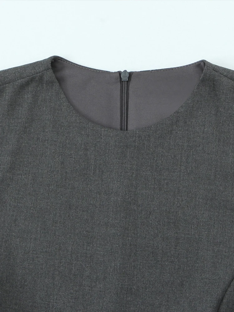 Europese en Amerikaanse stijl herfst nieuwe modetrend eenvoudige dames temperament ronde hals mouwloze taille stropdas korte jurk