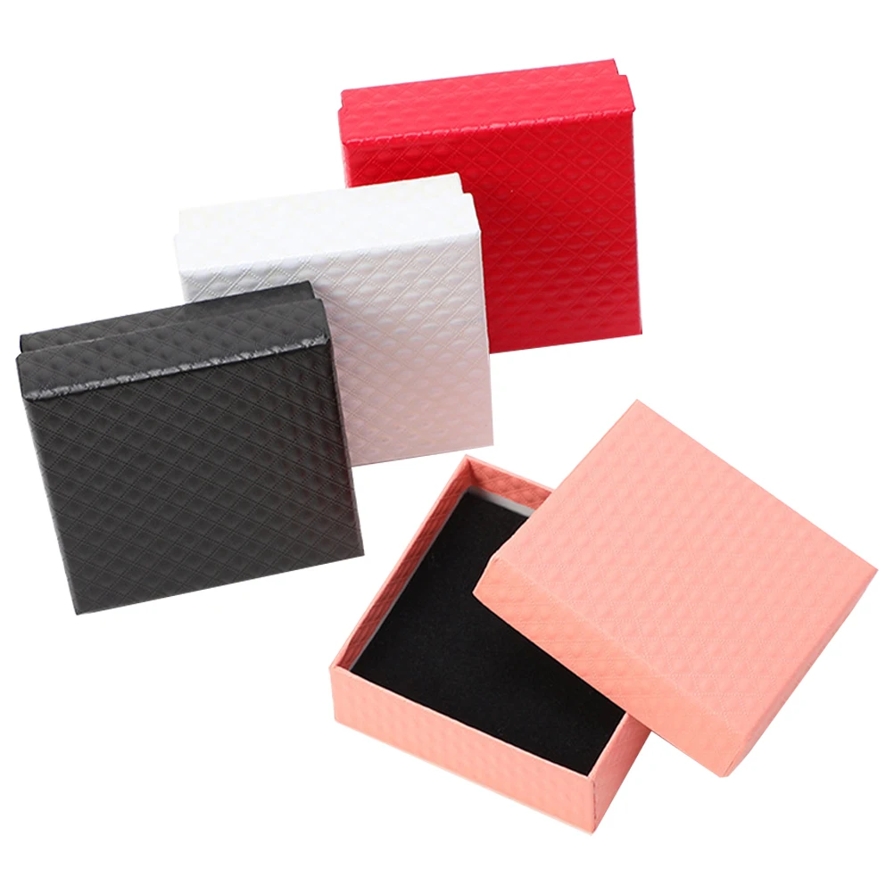

4 Pcs Bracelet Necklace Jewelry Gift Boxes Packaging Ring Case Cardboard Jewellery Earring Sponge for