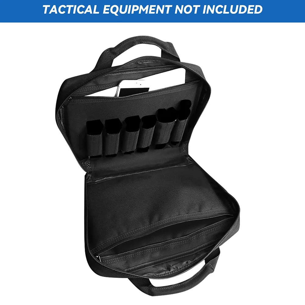 Tactical Expert Pistol Bag With Lockable Zipper Waterproof Soft  Handgun Carrier Pouch For 2 Pistols 6 Magazines Storage