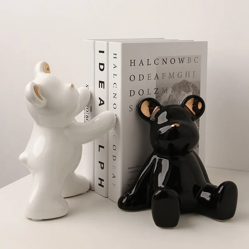 3D Geometric Bear Book Stand Living Room Home Decor Decoration Decoration Light Luxury High end Study Room TV Cabinet