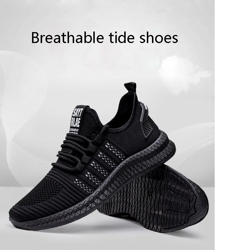 Lightweight Running Shoes for Men Outdoor Breathable Men's Sports Shoes Anti-slip Male Sneakers Fashion Knit Lace-up Footwear