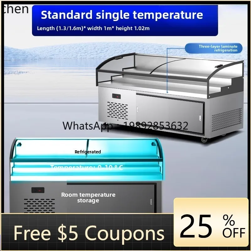 

ZS three-layer ladder ordering cabinet, refrigerated fruit fishing display cabinet, seafood fresh-keeping cabinet, freezer