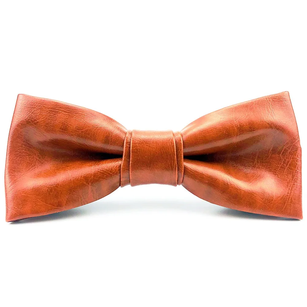 สีทึบ PU หนัง Bow Tie ปรับนุ่มเนคไท Bowknot Textured Retro Cravat เสื้อ