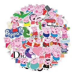 50pcs Peppa Pig sticker Children's cartoon doodle sticker Pen box Water bottle refrigerator bag wall decoration small gift