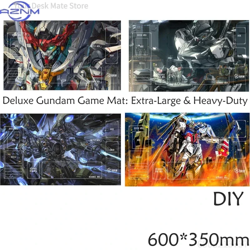 Hangar Sci-Fi Mecha Robot TCG Playmat, Giant Armor Robot Table Mat Non-Slip Rubber Stitched Edge for Card Game