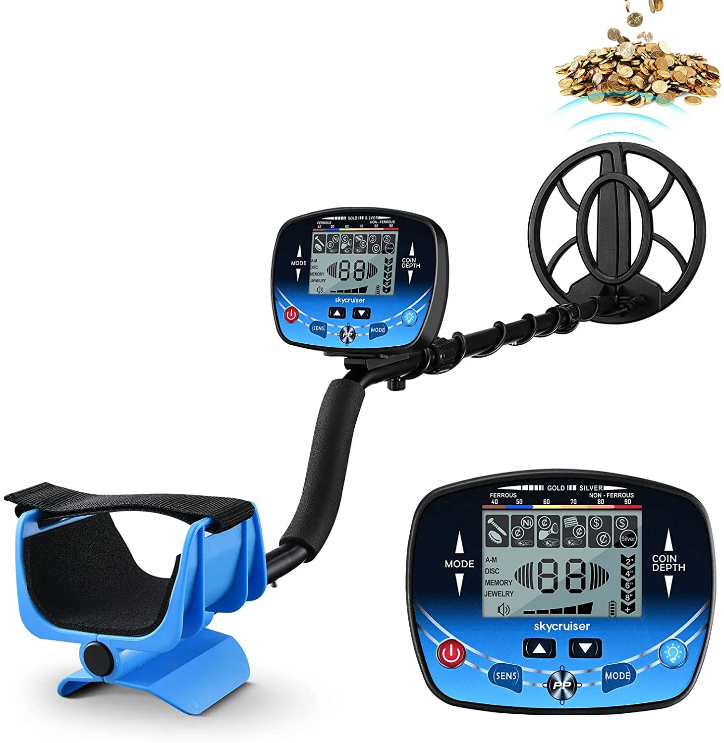 Portable LCD Underground Metal Detector MD-3028 MD910B T11 with High Sensitivity for Locating Gold Detection, Waterproof Coil