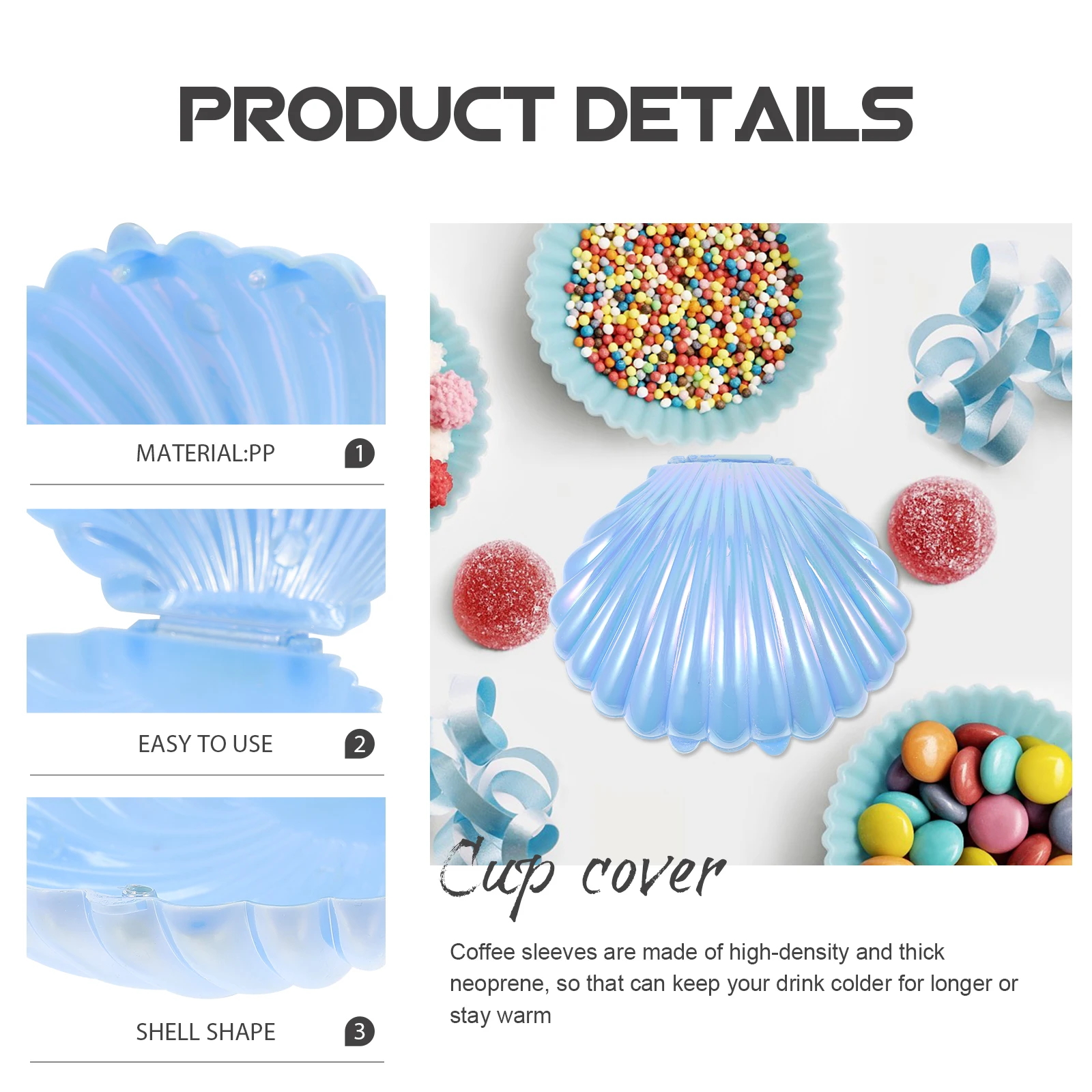 

10 Pcs Ring Pearlescent Candy Box Bride Shell Boxes Pp Seashell Party Containers
