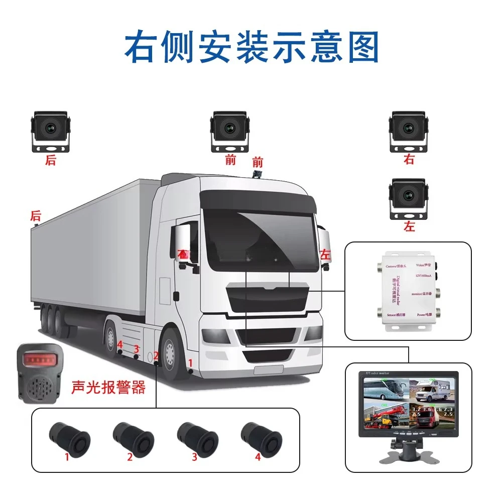 Auto 360 Around View Front Back Side Digital Distance Sensor Parking System for Truck Reverse Assistant Cover
