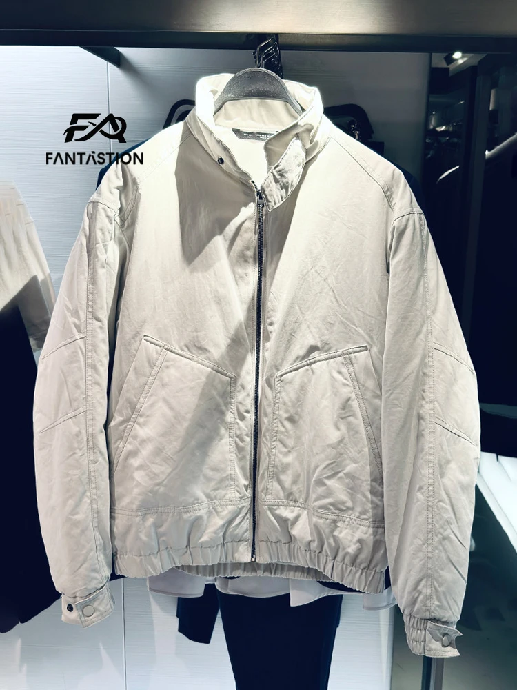 

FANTASTION luxury brand Stand collar padded jacket simple loose High quality cotton short jackets for man light coats tops