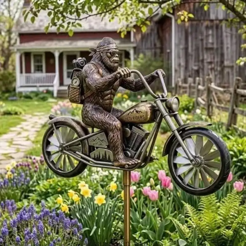 Einzigartiges Biker-Windspiel aus Metall, Gartendekoration für Terrassen, Rasen, Landschaft, 3 x – Detail 7