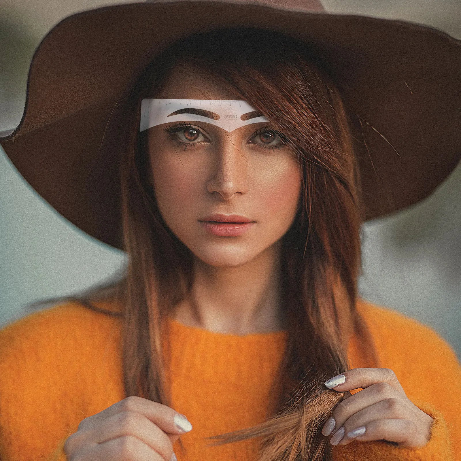 50 قطعة خط الحاجب قياس ملصقات الحاجب المشكل عدة ماركر حاكم للوشم التماثل تشكيل أداة #4