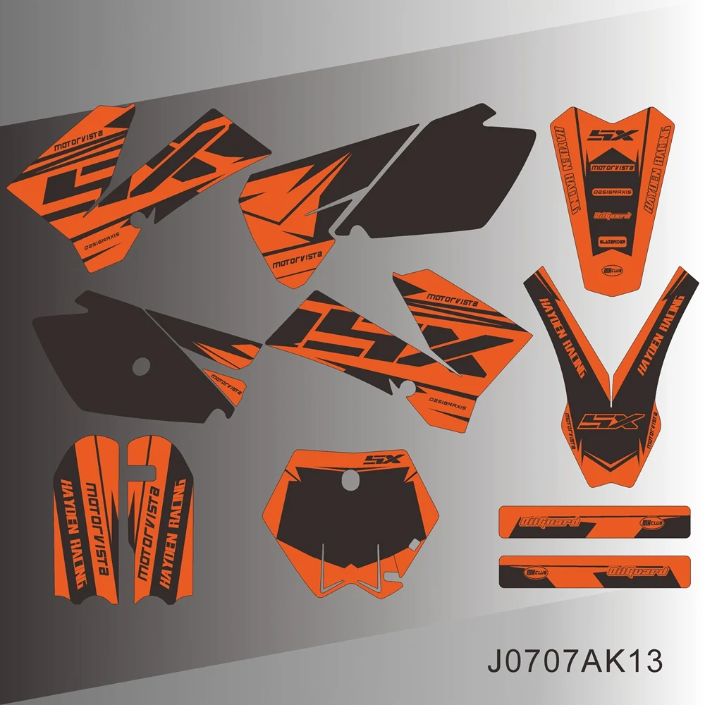 Dla KTM SX85 SX 85 2006 2007 2008 2009 2010 2011 2012 Pełne naklejki graficzne Naklejki motocyklowe Tło Niestandardowy numer Nazwa