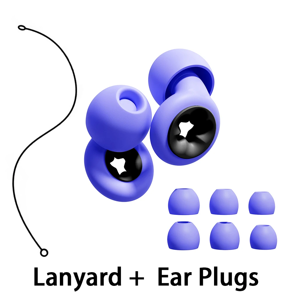 

Universal Silicone Lanyard Earplug with 8 Sizes of Ear Tips for Swimming Sleeping Learning Concerts & Motorcyclists XS/S/M/L
