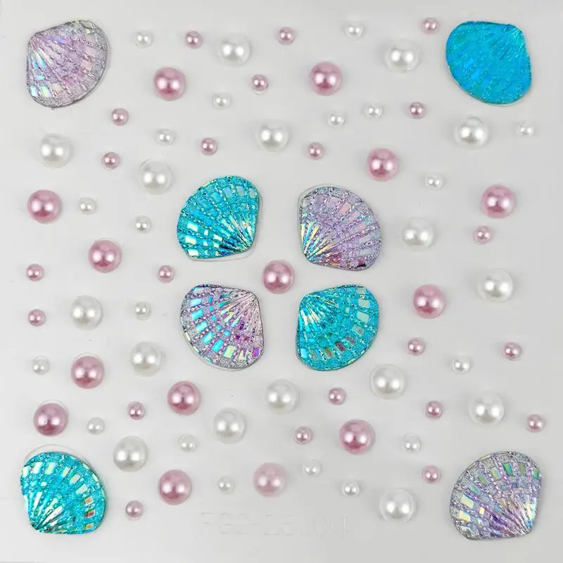 1 Blatt glitzernde Meerjungfrauen-Strass-Temporäre Tattoos, 3D-Traum-Muschel-Perlen-Gesichtsaufkleber, DIY-Körperkunst-Bühnen-Make-up-Tool – Detail 9