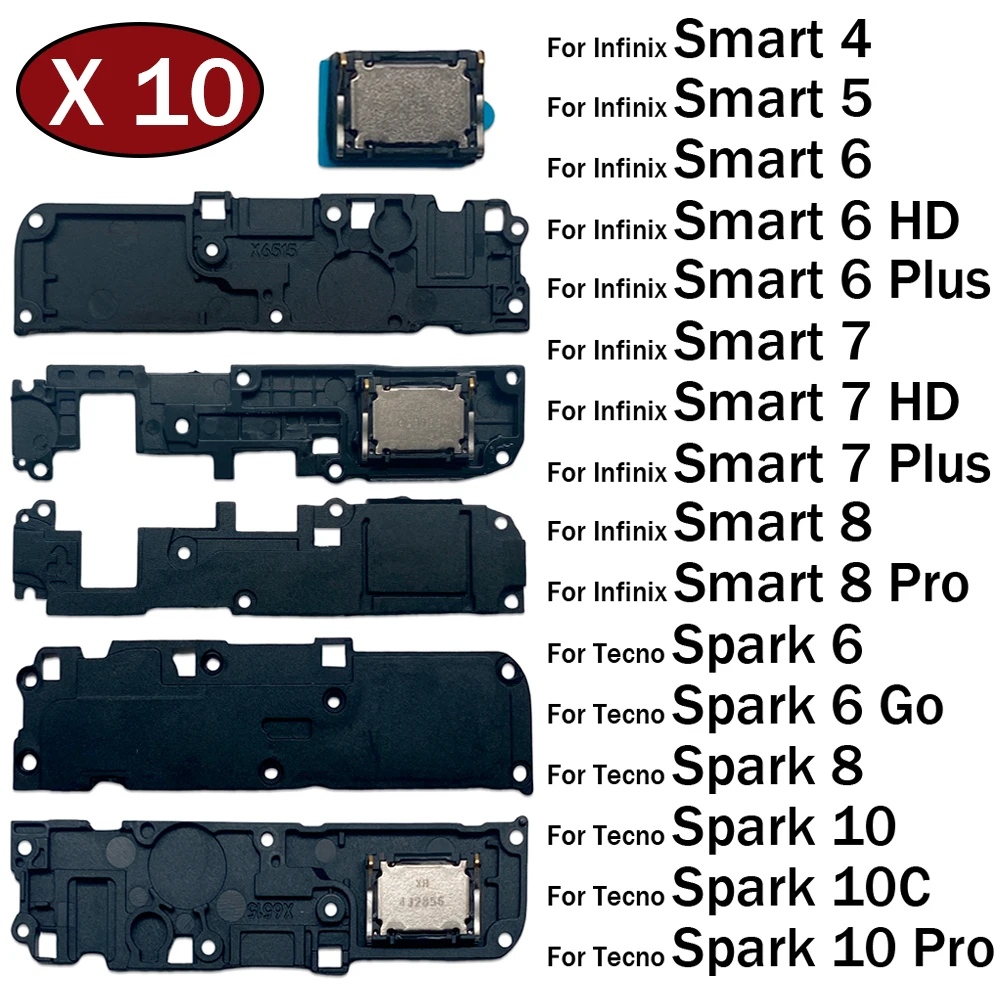 

10 шт., гибкий кабель громкого динамика, зуммера, звонка для infinix Smart 4 5 6 7 8 HD Plus Pro/для Tecno Spark 6 go 8 10 10C Pro 2024