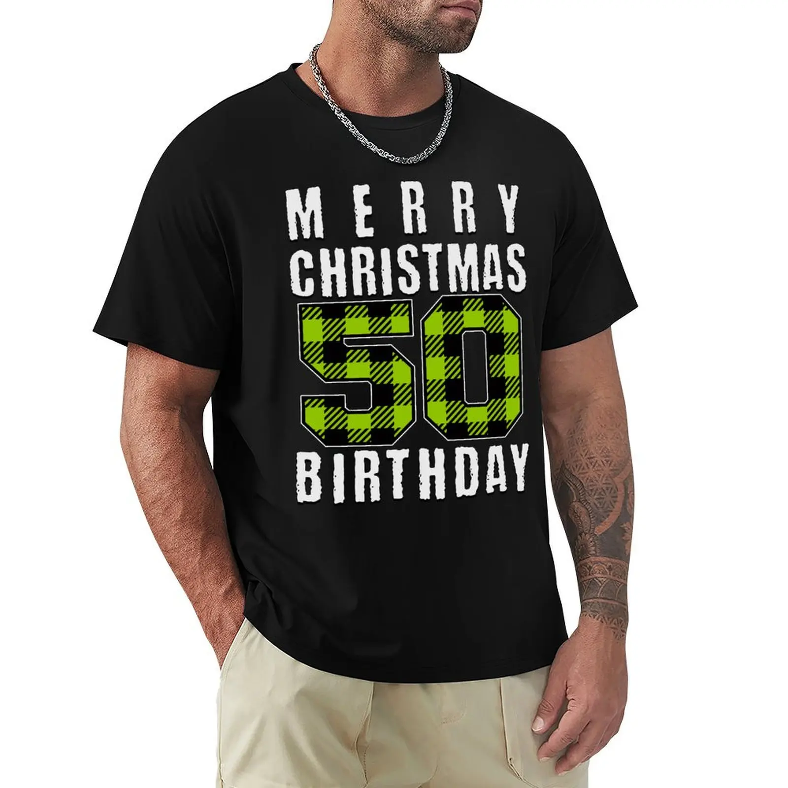 Merry Christmas 50 Birthday T-Shirt Moisture Wicking Athletic T-Shirt