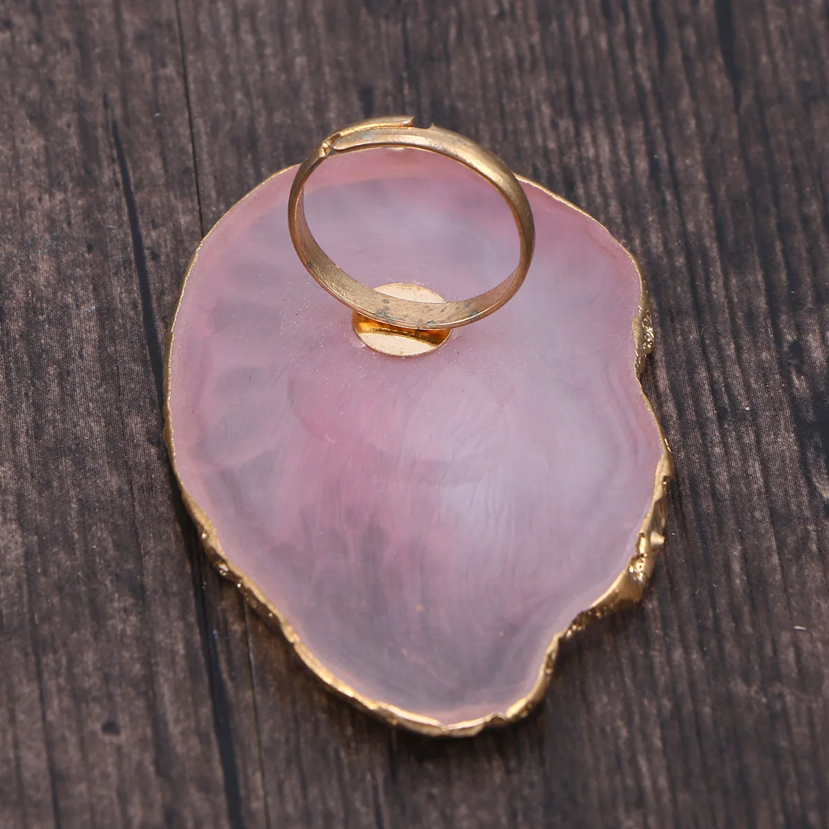 

Finger Ring Manicure Nail Art Paint Tray Resin Palette Adjustable Gold Jade Agate Texture Tool for Easy Cleaning