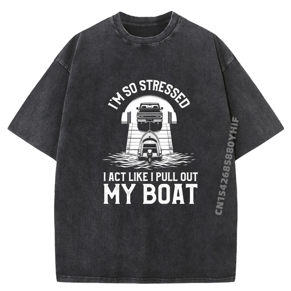 

Funny Boat Accessories For Men Captainboating Boat Captain Graphic Tees Mens Vintage Washed Clothes T-Shirt Family