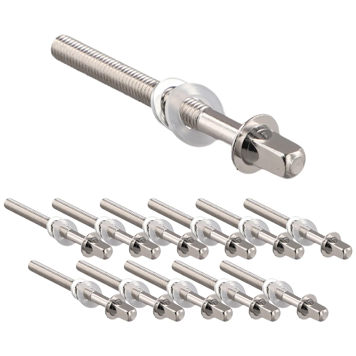 A71P 12pcs Drum Tension Rods Tension Screws Bass Drum Screws Set Bass Snare Drum Accessories Drum Hardware M5x50MM