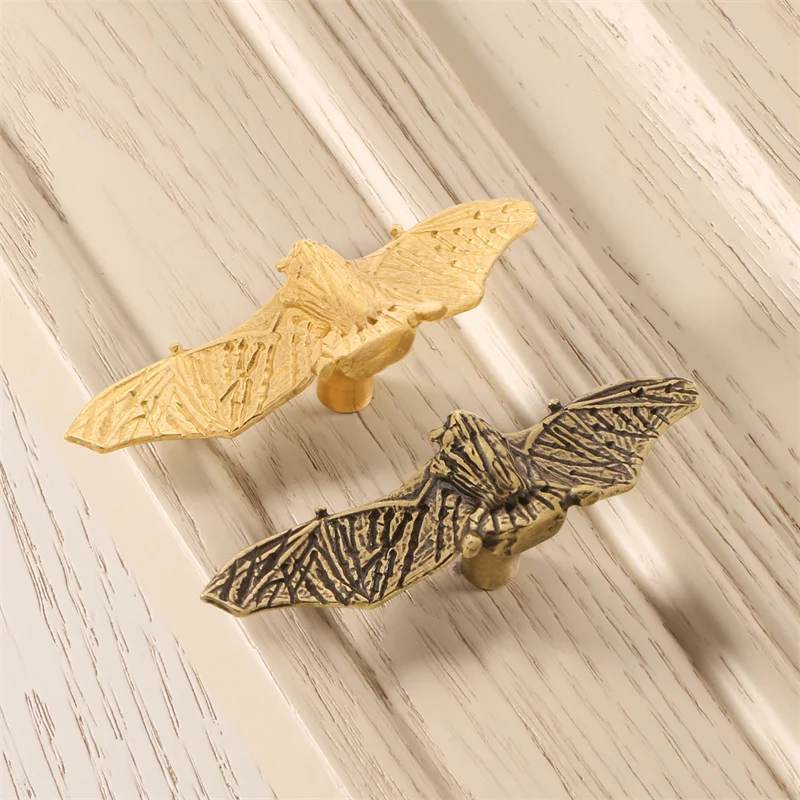 Brass Animals Bird Furniture Handles Golden Bat Cabinet Handles Door Drawer Knobs Kitchen Wardrobe Cupboard Closet Pulls