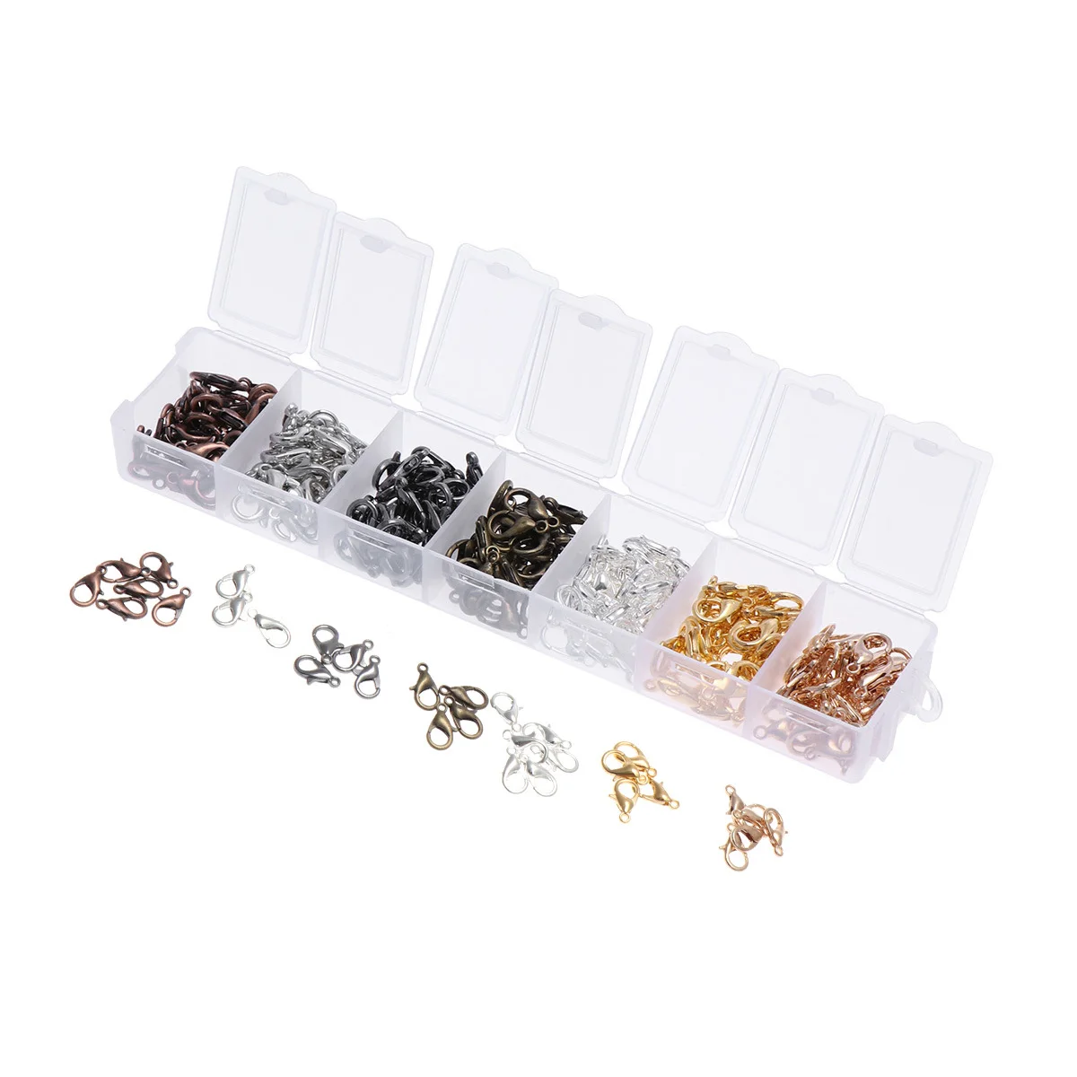 

210Pcs Lobster Buckle Set Zinc Alloy DIY Jewelry Making Accessories Ideal for Keychain Anklet Dangle Projects Spacer
