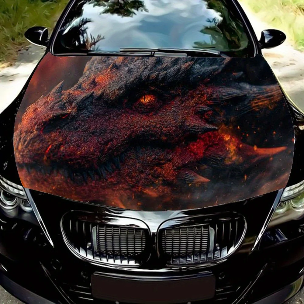 

Flame Dragon Car Hood Sticker - Ultra-durable, Fantasy Style, Attention-grabbing, One-of-a-kind. Vehicle Parts Accessories, Cust