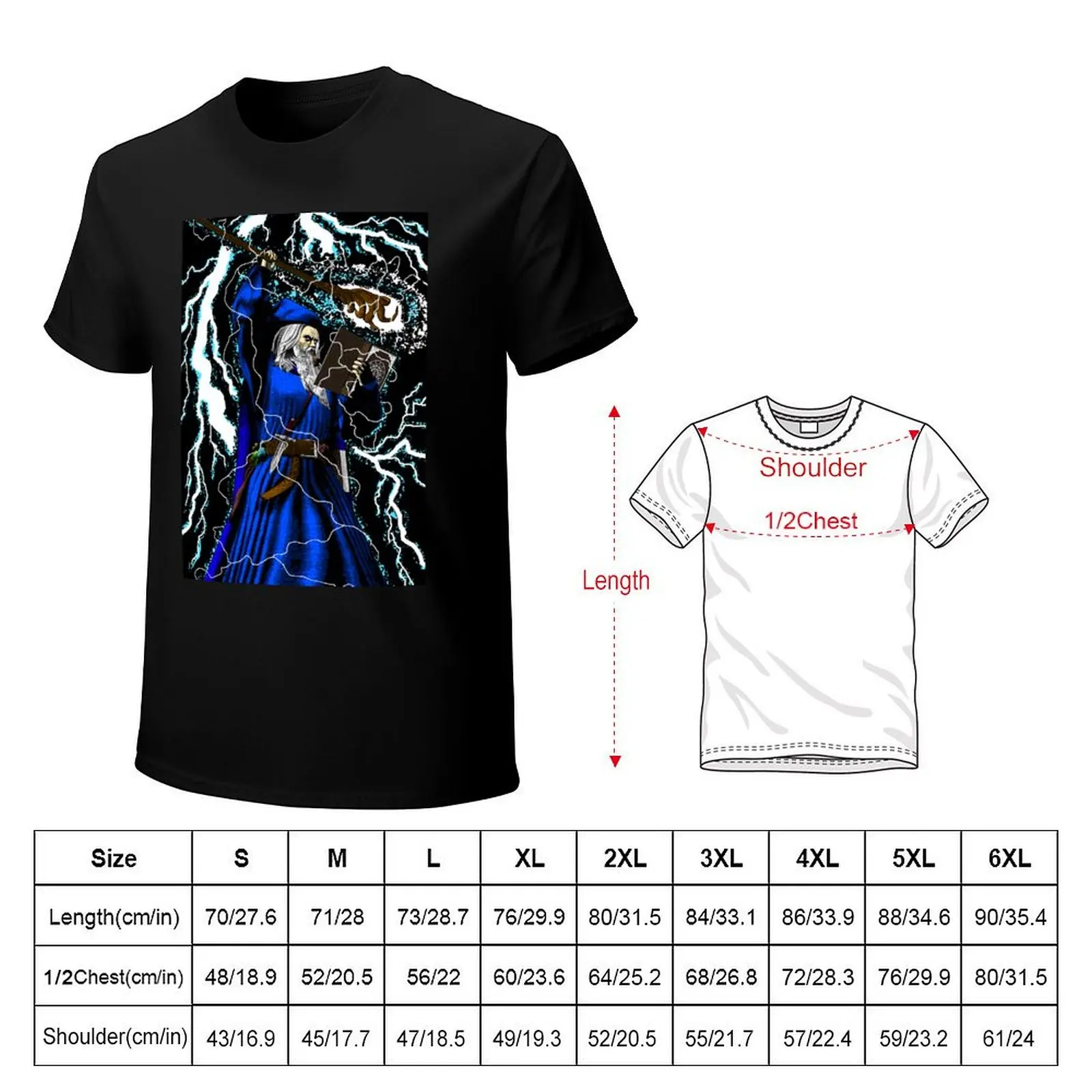 Merlin - Traditional High Fantasy Wizard (Blue) T-Shirt anime figures sports fans mens champion t shirts