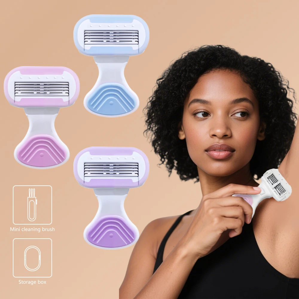 Rasoio a 5 lame per pelli sensibili Ricarica sostituibile Galleggiante sulla pelle Manico antiscivolo Barra lubrificante Trimmer Rasoio per capelli